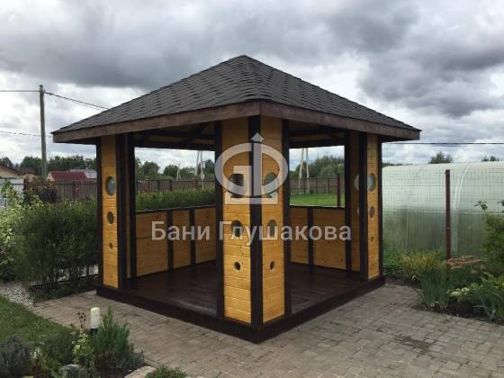 Открытая деревянная беседка 3 на 3 для дачи