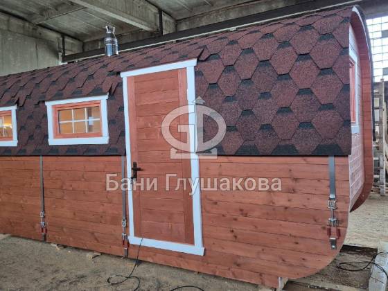 Баня «Карета» 2,4х6 со входом в комнату отдыха