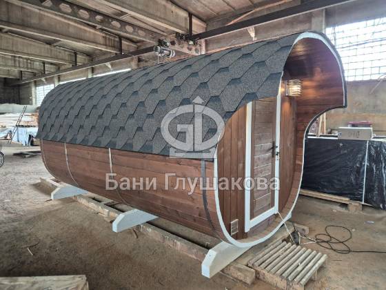 Квадратная баня бочка 4м из термодоски №82500294