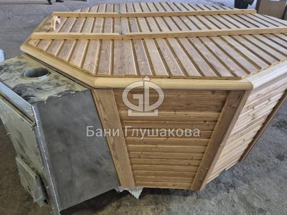 Стальной банный чан 9 граней со встроенной печью