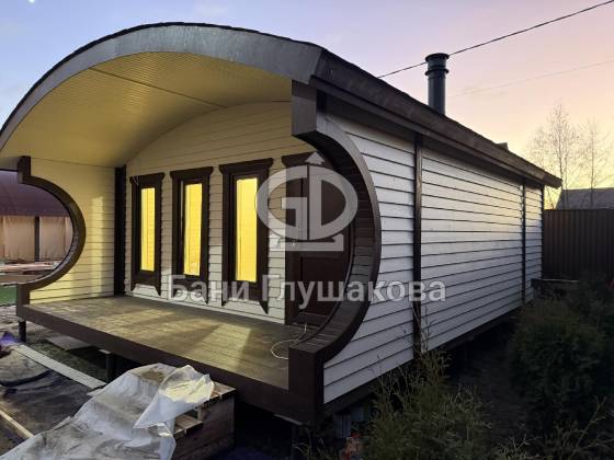 Баня «Буханочка» 3х8м с лунной террасой