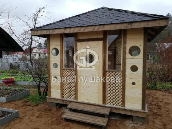 Застекленная беседка 3х3 с дверью