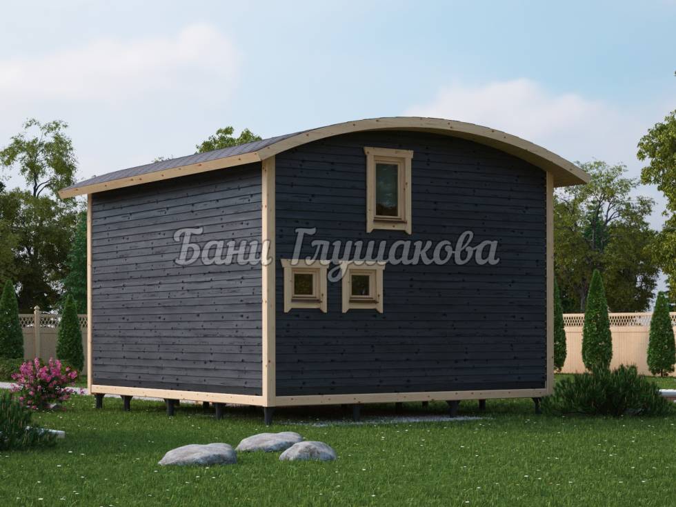 Вид дома-бани сзади Вид дома-бани сзади